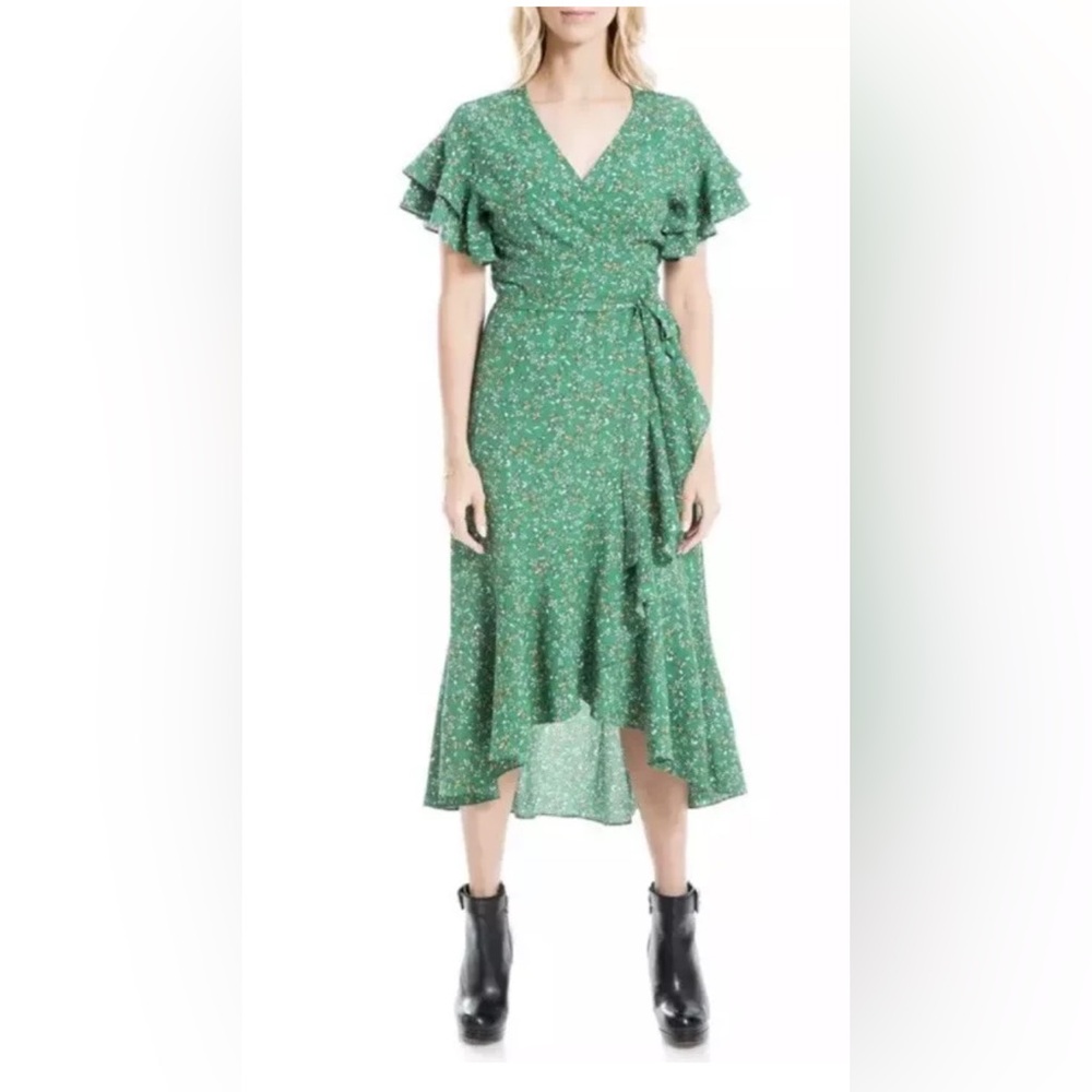 Green Floral Wrap Dress max studio 1X